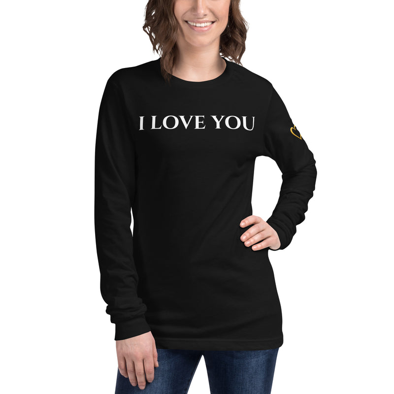 I Love You — BE "THEE" EXAMPLE™ Unisex Long Sleeve Tee (White on Black)
